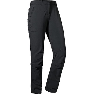 Schöffel Damen Pants Engadin1 Zip Off, elastische Damen Hose mit Zip-Off Funktion, kühlende und schnell trocknende Outdoor Hose für Frauen, black, 46