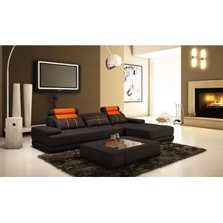 XXL Designer Wohnlandschaft Polster Ecksofa Eck Garnitur Sofa Couch Ecke L-Form - Schwarz