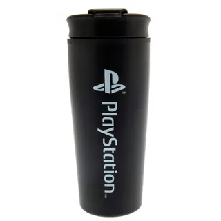 Playstation Metall-Kaffeebecher (Onyx Design) 450ml Reisebecher - Offizielles Lizenzprodukt