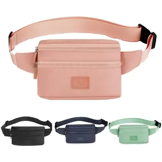 Hüfttaschen Bauchtasche für Damen und Mädchen, modische Bauchtasche mit verstellbarem Gürtel für Sport, Wandern, Frauen, rose, L