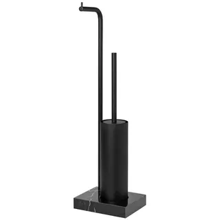 blomus WC-Garnitur -MODO- Toilettenbutler: Zeitlose Eleganz mit Edelstahl und Marmor, Elegant, Hochwertig, Edelstahl, Marmorsockel, Robust, Zeitloses Design schwarz