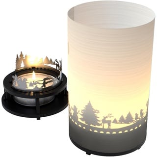 Winter Premium Geschenkbox – Magische Motivkerze mit Silhouette: Schattenspiel, Winterlandschaft, Flackern der Kerze, zauberhafte Atmosphäre