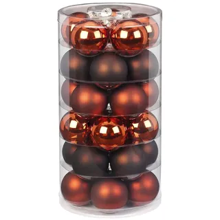 Inge Glas Weihnachtskugeln | Schöne Christbaumkugeln aus Glas | 30 Kugeln in Dose | Christbaumschmuck Weihnachtsbaumschmuck Weihnachtsbaumkugeln (Shiny Chestnut | braun orange)