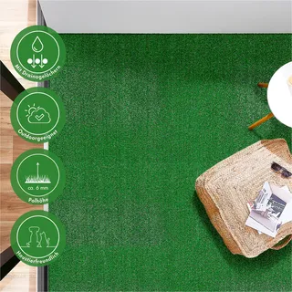 Kunstrasen ANDIAMO "La Gomera" Teppiche Gr. B/L: 200 cm x 250 cm, 9 mm, 1 St., grün Kunstrasen hochwertiger Rasenteppich, für Balkon & Terrasse, wasserdurchlässig