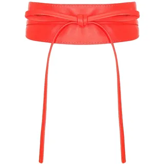 malito – Damen Taillengürtel aus 100% weichem Echtleder – Onesize Bindegürtel mit verstellbarem Taillenband – breiter Wickelgürtel mit Schleife – Hüftgürtel G100 (Coral) - Einheitsgröße