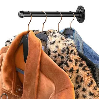 SYCARPET 12-Zoll-Industrierohr-Kleiderstange – robuster rustikaler Metall-Kleiderbügel, an der Wand befestigter Kleiderständer für Badezimmer-Garderobe Boutique-Bekleidungsgeschäft