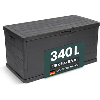 Kreher Kissenbox 340 Liter Holz Optik Anthrazit