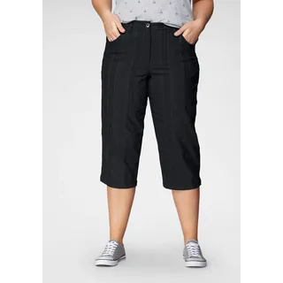 Caprihose KJBRAND "Babsie: bequemer Oberschenkel", Damen, Gr. 54, N-Gr, schwarz gestreift, Web, Obermaterial: 47% Baumwolle, 45% Polyester, 6% Viskose, 2% Elasthan, Basic, kniebedeckend, Hosen Caprihose, Sommerhose mit Strukturmuster