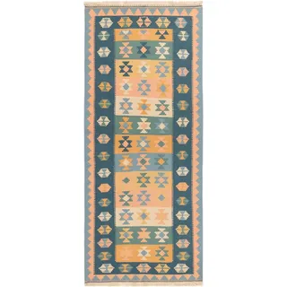 Nain Trading Orientteppich Kelim Fars 81x195 Handgewebter Orientteppich / Perserteppich Läufer, rechteckig, Höhe: 5 mm beige|blau
