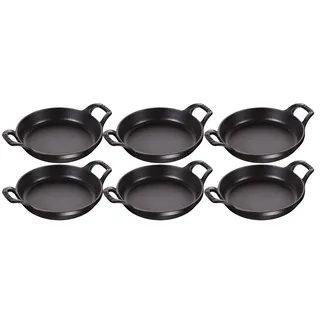 6er Set Staub Stapelbare Auflaufform, rund 16cm Gusseisen Schwarz