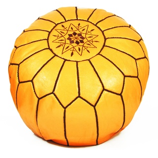 Leder Sitzhocker orientalische Sitzkissen Pouf Pouffe Ottoman Sitz kissen Gelb