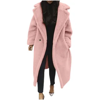 Plüschmantel Damen Teddy - Teddyfleece Mantel Jacke Teddymantel Teddyjacke Warme Strickjacke Trenchcoat Damen Lang Flauschig Oversized Cardigan