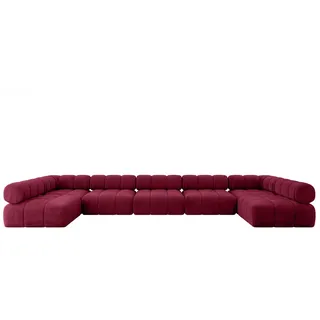 altdecor Eckcouch Samt U-Form 8-Sitzer Bordeauxrot