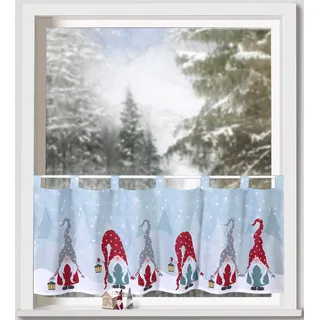 Scheibengardine WECKBRODT "Wichtel Winter", bunt (multi), B:120cm H:45cm, Microfaser, Polyester, Gardinen, Bistro, Microsatin, Weihnachten, HxB 45x120cm, Gardine, Store