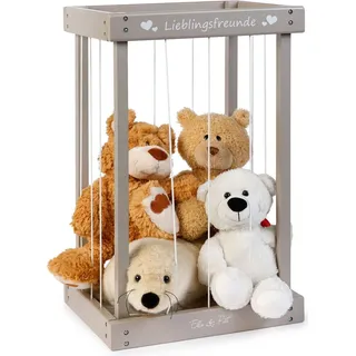 Ella & Piet ELLA & PIET® Plüschtier-Box aus Holz zur Aufbewahrung von Kuscheltieren (Schlamm)