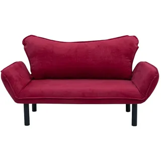 Dmora Schlafsofa 2-Sitzer Aquilonis 140x65 cm Rot, mit Stauraum