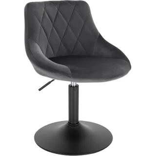 WOLTU Schminktisch Stuhl, Schminkstuhl mit Lehne, Samt, Dunkelgrau | Höhenverstellbar, 360° Drehbar, Bequemer Hocker, für Schlafzimmer, Esszimmer, Küche