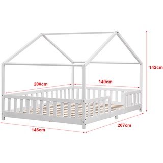Kinderbett Treviolo 140x200 cm mit Kaltschaummatratze und Gitter Weiß
