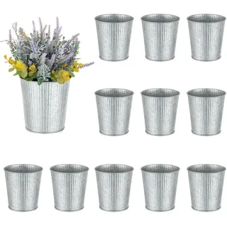 NUPTIO Metall Kleine Vase Blumentopf: 12 Stück, 13cm Hoch, Silber