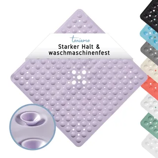 Toniamo Duschmatte rutschfest 53x53 cm | Antirutschmatte Dusche quadratisch | Rutschmatte Dusche antibakteriell & maschinenfest | Duscheinlage rutschfest BPA-frei | Lavendel