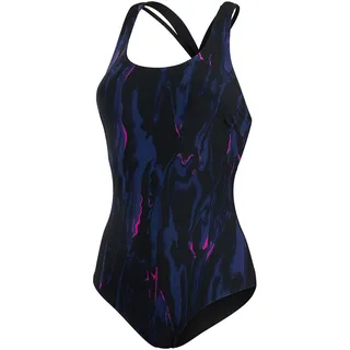Speedo Damen Kalypso Printed Shaping, 1 Stück Badehose, Schwarz/Pink/Blau (Black/Ecstatic Pink/Harmony, 36 - 36
