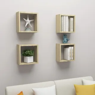 Juroupi Würfelregale 4 STK. Regale FüR WäNde Wand Regale WüRfel Regal Shelves Wall Wandregal WüRfel Sonoma-Eiche 30x15x30 cm