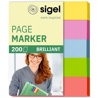 Sigel brillant Haftmarker farbsortiert 5x 40 Streifen