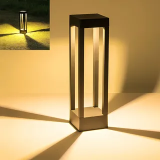 Pageone LED Wegeleuchten Außen 10W, 40CM Wegbeleuchtung Aussen Schwarz Pollerleuchte Standleuchte Außen für Garten, Wasserdicht Gartenleuchte IP54, Aluminium, Warmes Licht 3000K (40cm)