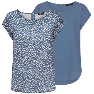 Only Damen Top ONLVIC 2er Pack Regular Fit Blau 38