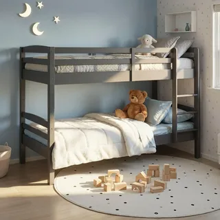 Interlink Etagenbett Lavius 90 x 200 cm Kiefer massivholz grau lackiert