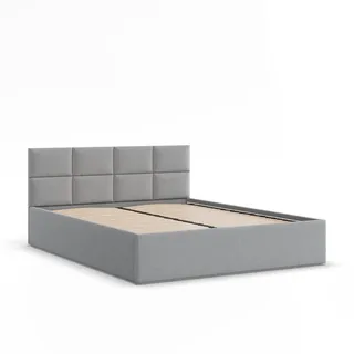 mebligo Polsterbett Hellgrau Textil, 140x200 cm, Schlafzimmer, Betten, Polsterbetten