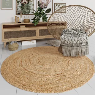 MY-RUG Jute Teppich rund 300 cm | Sisal-Teppich Wohnzimmer | handgewebter Juteteppich | flach gewebter Sisalteppich | Wohnzimmerteppich in Sisal-Optik nachhaltig aus Naturfaser | Nitin beige Natur