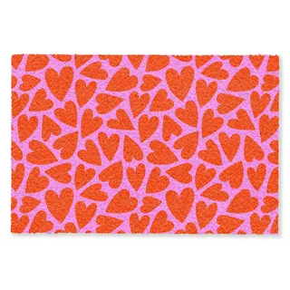 MuchoWow Fußmatte Valentinstag - Muster - Rosa - Rot, Rechteckig, innen Schmutzfangmatte, Tür, Schmutzfänger Flur, Teppich 60x40 cm rosa|rot 60 cm x 40 cm