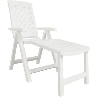 vidaXL Sonnenliege, Gartenliege Klappbar, Relaxliege Verstellbare Rückenlehne, Gartenmöbel Strandliege Liegestuhl, Weiß Kunststoff