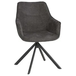 MR.DEKO Esszimmerstuhl Esszimmerstuhl dark grey drehbar – gepolstert, drehbar & elegant (1 St), 360° Drehfunktion, robustes Metallgestell & strukturierter Stoff grau