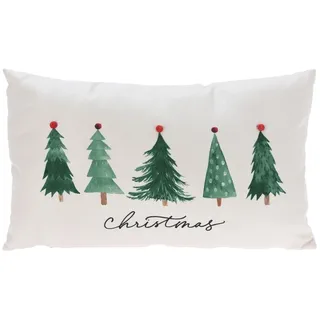 ZauberDeko Deko Kissen mit Füllung und Bezug Sofakissen Weihnachten Tannenbaum Weiß Grün Polyester, Form:Model1
