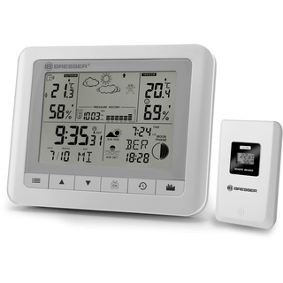 Bresser ClimaTrend WF Wetterstation - Weiß, LCD-Display, Innen-/Außentemperatur, Wettervorhersage, Funkuhr, Datumsanzeige, Alarm