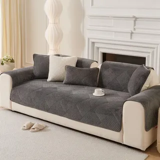 Rutschfeste verdickte Sofabezug,90x180cm Couchbezug,3 Sitzer,Dicke Sofa ,Antirutsch Sofahusse,Möbelschutz,dunkelgrau Sofa-Matte. - Dunkelgrau