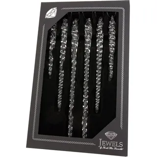 Krebs Glas Lauscha Christbaumschmuck Eiszapfen Set, Klarglas (6-tlg), Christbaumschmuck aus Glas, mundgeblasen, handgefertigt, Eiszapfen weiß