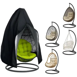 Gardlov Gartenmöbel-Schutzhülle Abdeckung Garten Hängesessel Hängekorb Kokon Schaukel Outdoor (Einzelartikel, 1-St., 1 Schutzhülle inklusive Aufbewahrungstasche), Wasserdichte Schutzhülle, UV-beständiger Beschichtung und Kordelzug schwarz