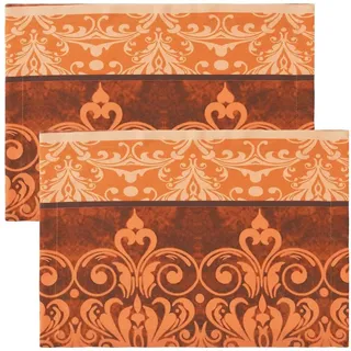 Erwin Müller Platzset Tischsets "Paisley" 2er-Pack, fleckabweisend Ornamente orange