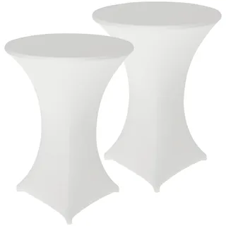 2er-Set Stretch-Stehtischhussen, OEKO-TEX® Standard 100, Ø 80 cm, weiß