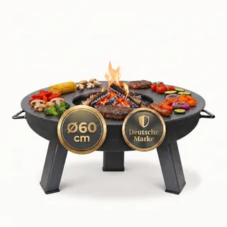 SOUK ONE Plancha Ø 60 cm Feuerring Feuerplatte Grillring für Feuerschale, Feuertonne - Grillplatte aus Stahl 4mm Dick (Lieferumfang 1x Plancha ohne Feuerschale)