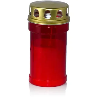 INNA-Glas Grablicht AMONIA mit Deckel, rot-weiß, 14,5 cm, Ø 7 cm, 60h - Trauerlicht
