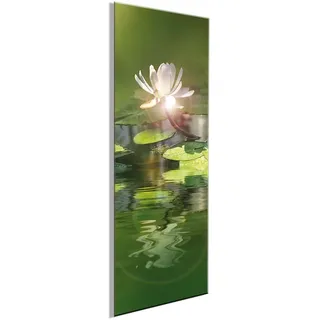 artissimo Bild aus Glas 30x80 cm Blumen AG9397A – modernes Glasbild Wandbild Hochformat, Wanddeko Wohnzimmer grün weiß, floral skandinavisch