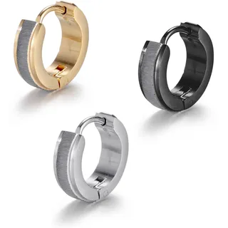 Creolen-Set FIRETTI "Multipack Schmuck Geschenk Ohrschmuck Creolenset", gelb (edelstahlfarben, gelbgoldfarben, schwarz), Ohrringe, Damen, Edelstahl