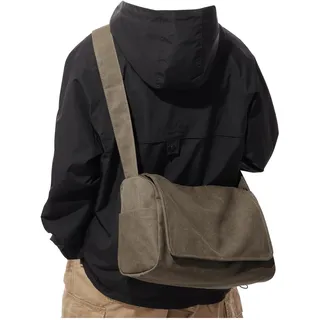 VENATIN Umhängetaschen Herren aus Canvas, Vintage Canvas Messenger Bag, Laptoptasche 15.6 Zoll Arbeitstasche Herren, Lehrertasche Herren Tasche Männer - 36x15x27CM