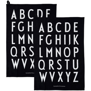 Design Letters - Classic Geschirrtuch, schwarz (2er-Set)