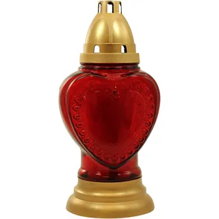 Ebersbacher Kerzenfabrik GmbH Glas-Grablampe Herz rot mit Brennereinsatz