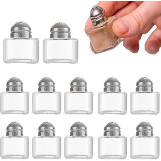 Mini Salzstreuer 12 Stück, Glas, Kompakt 4.5 x 3 cm, Für Küche, BBQ, Picknick